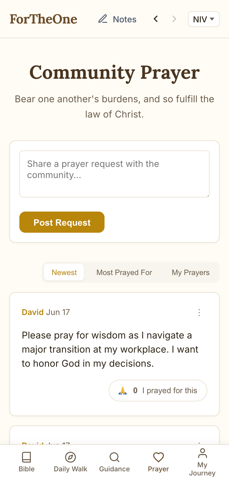 Community Prayer Screen